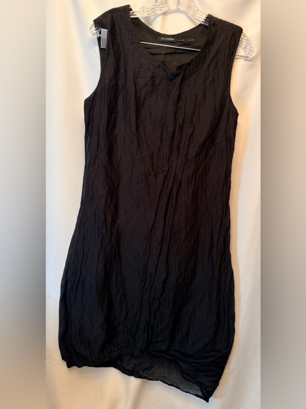 Stella Carakasi Size Small Midi‎ Sleeveless Dress Pleated Crinkled Black Stretch